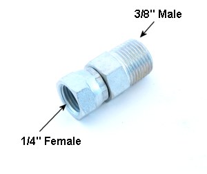 Connector, Swivel (NON Live), 3/8" Male X 1/4" Female